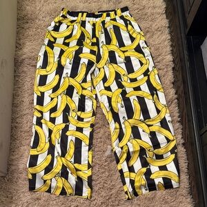 Yellow Banana Print Women's Pants
